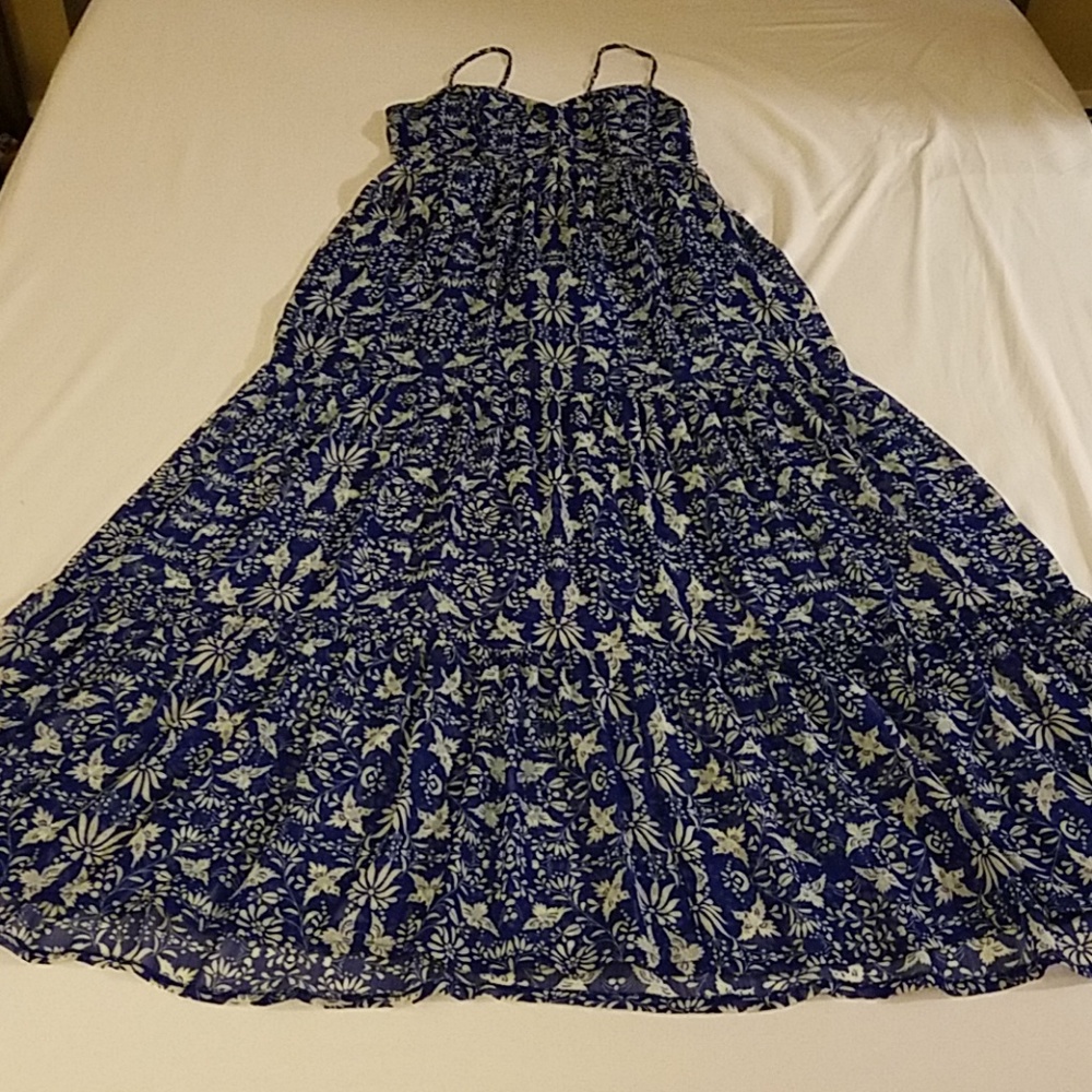 Boho Cobalt Bird Maxi Dress